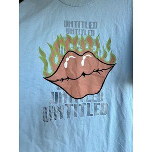 DESIGNS UNTITLED Men's T-Shirt Graphic Lips Fire Blue Coral Pink Green Large